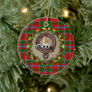 Butter Clan Badge & Tartan Personalized Xmas Ceramic Ornament