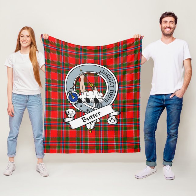 Butter Clan Badge Tartan Plaid Fleece Blanket (In Situ)