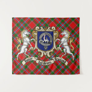 Butter Clan Badge & Unicorns w/Tartan  Tapestry