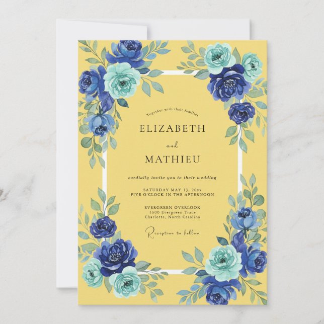 Butter Cobalt Painted Wedding Invitation (Front)