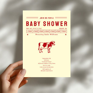 Butter Cow Red Neutral Red Baby Shower Invitation