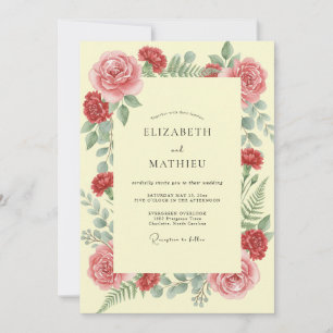 Butter Crimson Peony Wedding Invitation
