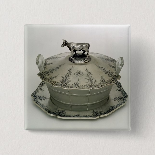 Butter dish with a frosted glass base 2 inch square button (Front)