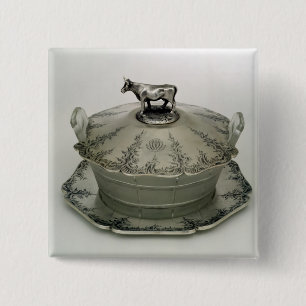 Butter dish with a frosted glass base 2 inch square button