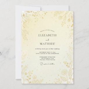 Butter Gold Leaf Wedding Invitation