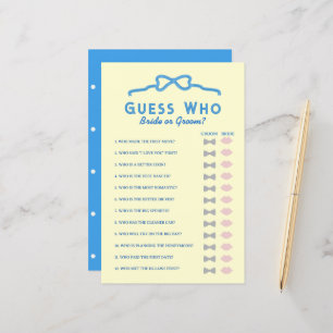 Butter Half Blue Bow Guess Who Bridal Shower Game