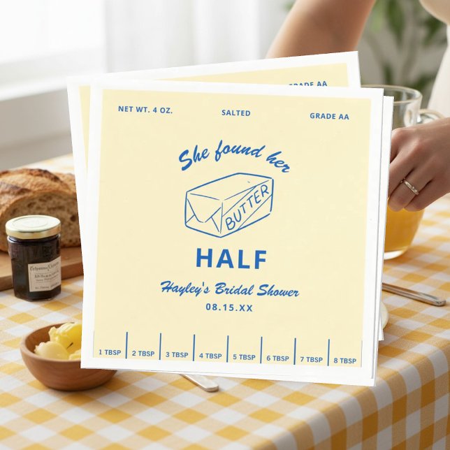 Butter Half Butter Themed Bridal Shower Napkin (Creator Uploaded)