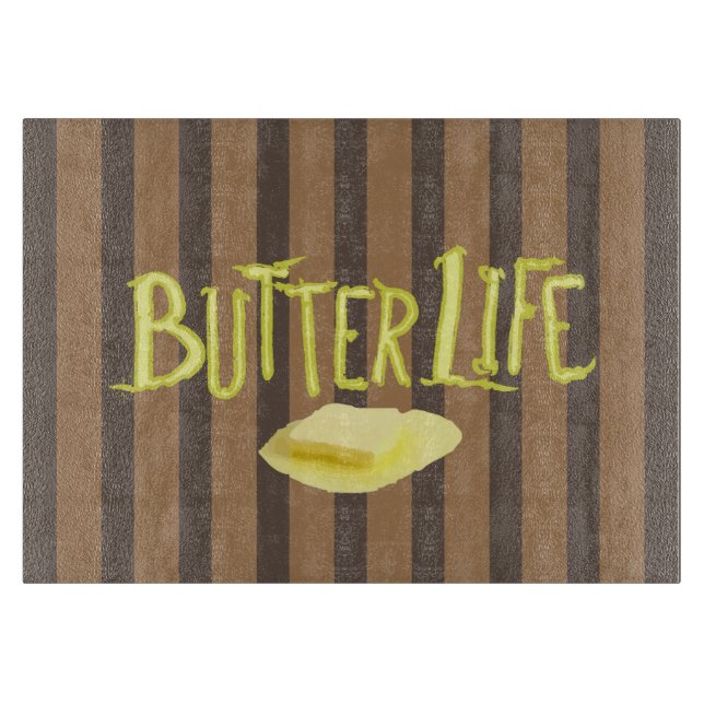 Butter Life Brown Stripes BG Cutting Board (Front)