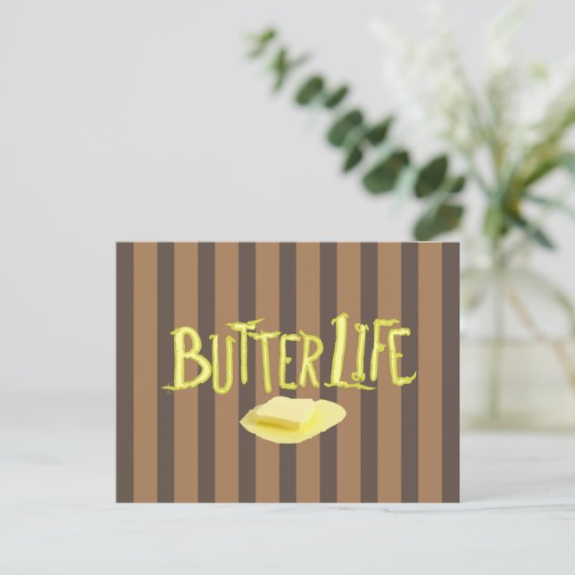 Butter Life Brown Stripes BG Horizontal Postcard (Standing Front)
