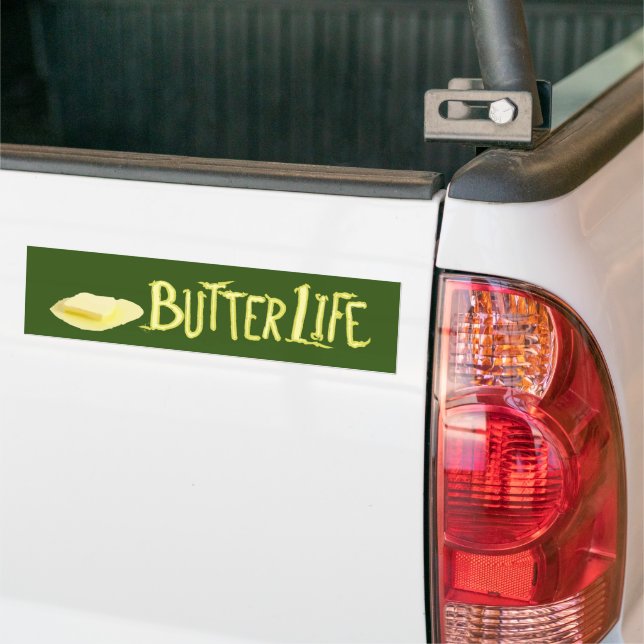Butter Life Green BG Bumper Sticker (On Truck)