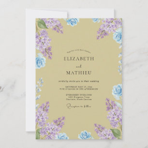 Butter Lilac Azure Blossom Wedding Invitation