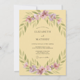 Butter Lilac Wildflower Wedding Invitation