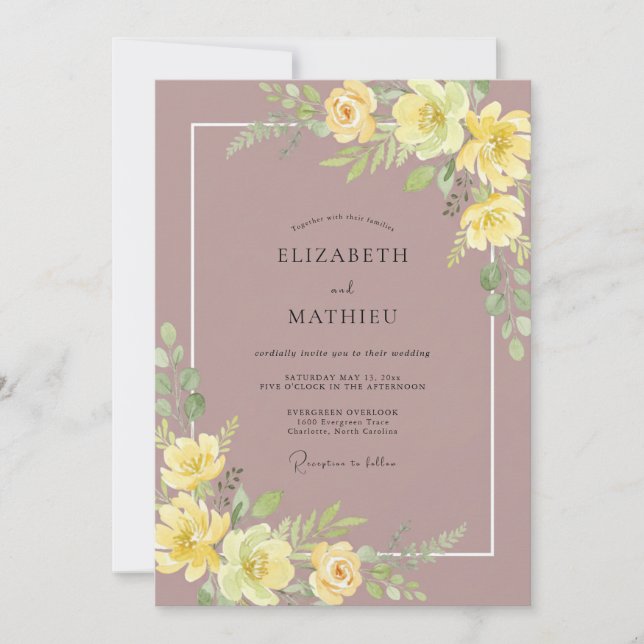 Butter Mauve Rose Wedding Invitation (Front)