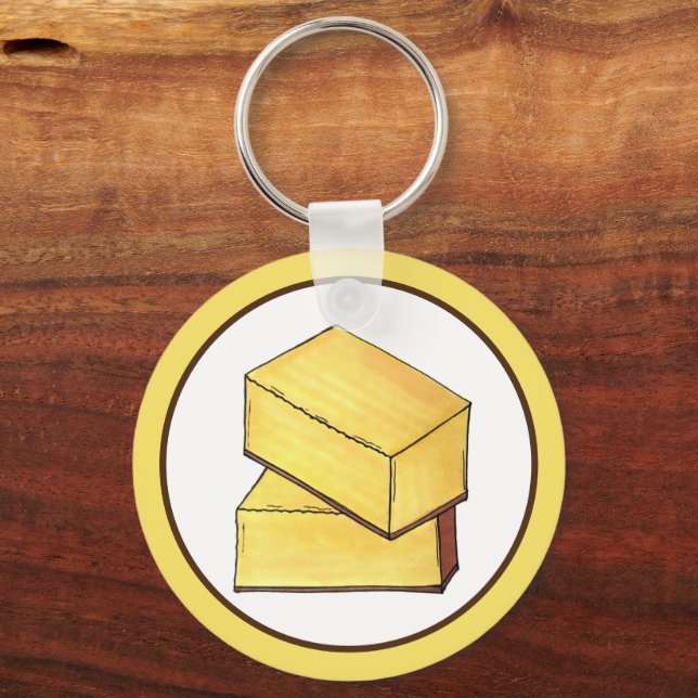 Butter Mochi Hawaii HI Hawaiian Food Dessert Keychain (Back)