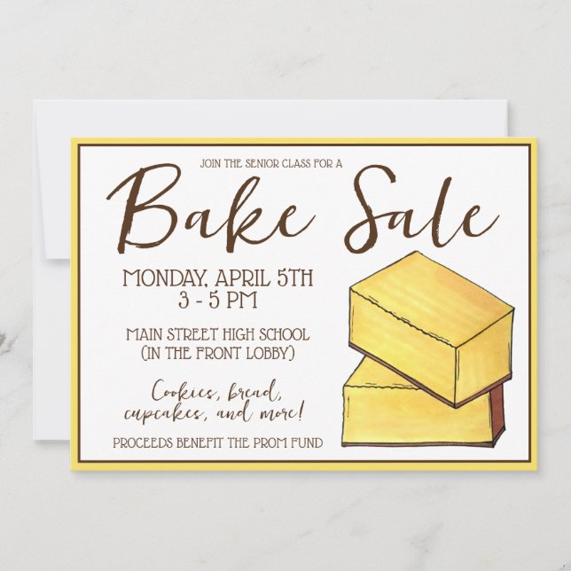 Butter Mochi Hawaiian Food Dessert Bake Sale Invitation (Front)