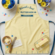 Butter Mom Extra Salty Apron | Yellow and Blue
