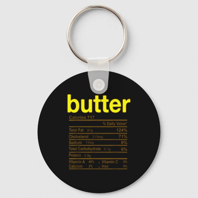 Butter Nutrition Facts Funny Thanksgiving Christma Keychain (Front)
