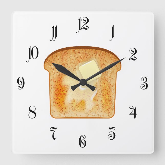 Butter on toast square wall clock (Front)