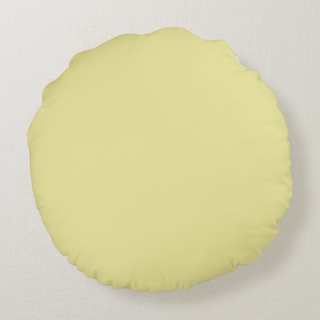 Butter Pastel Yellow Solid Colour 2022 Trending Hu Round Pillow (Back)