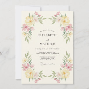 Butter Pink Ranunculus Eucalyptus Wedding Invitation