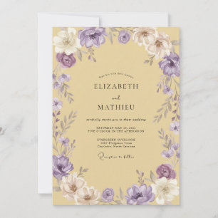 Butter Purple Ranunculus Eucalyptus Wedding Invitation