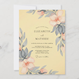 Butter Slate Peony Wedding Invitation