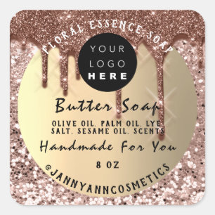 Butter Soap Cosmetics Handmade Drip Glitter Skinny Square Sticker