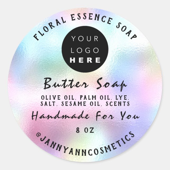 Butter Soap Cosmetics Handmade Drips Holographic Classic Round Sticker (Front)