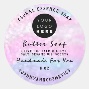 Butter Soap Cosmetics Handmade Holographic Pink Classic Round Sticker