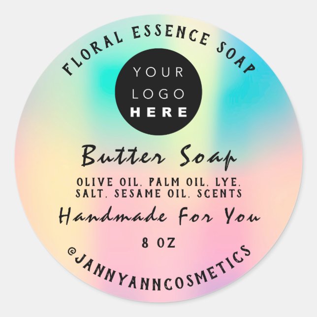 Butter Soap Cosmetics Handmade Holographic Rosse Classic Round Sticker (Front)