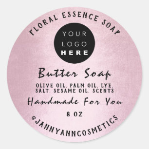 Butter Soap Cosmetics Handmade Rose Pink Logo Classic Round Sticker