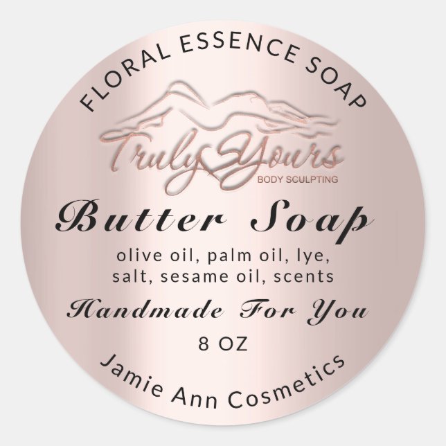 Butter Soap Cosmetics Product Handmade Rose Body Classic Round Sticker (Front)