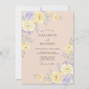 Butter Soft Lilac Peony Wedding Invitation