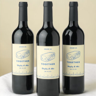 Butter Themed Butter Together Bridal Shower Wine Label