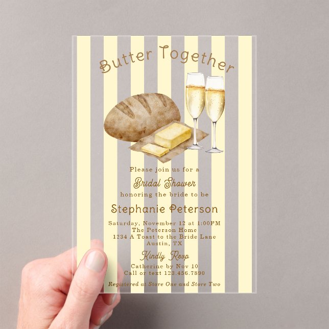 Butter Together Bread and Butter Bridal Shower Acrylic Invitations (Insitu (Handheld))