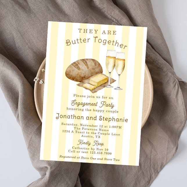 Butter Together Bread and Butter Engagement Party Invitation (Creator Uploaded)