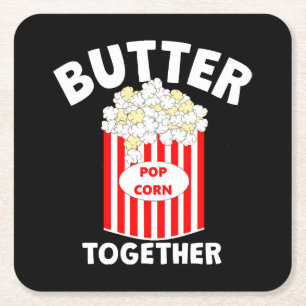 BUTTER Together Movie Popcorn Square Paper Coaster