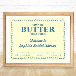 Butter Together Yellow & Blue Vintage Welcome Poster