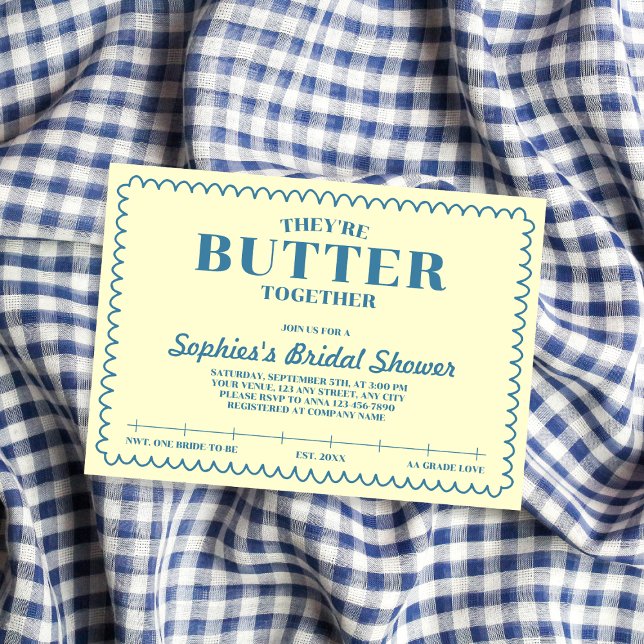 Butter Together Yellow Vintage Bridal Shower Invitation (Butter Together Yellow Vintage Bridal Shower Invitation)