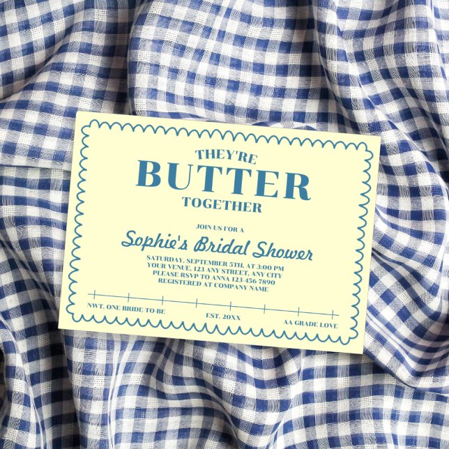 Butter Together Yellow Vintage Bridal Shower Invitation (Butter Together Yellow Vintage Bridal Shower Invitation)