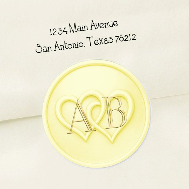 Butter Two Hearts Intertwined Monogram Wedding Classic Round Sticker (Creator Uploaded)