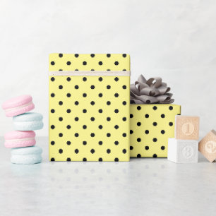 Butter Yellow and Black Polka Dots Wrapping Paper