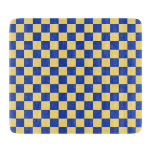 Butter yellow and blue checkered board pattern