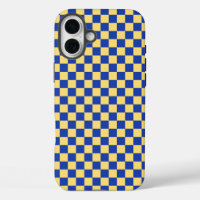 Butter yellow and blue checkered board pattern