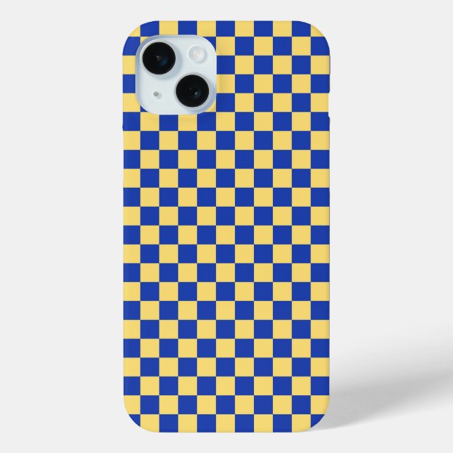 Butter yellow and blue checkered board pattern Case-Mate iPhone case (Back)