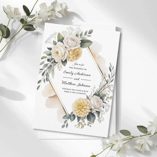 Butter Yellow And Gold Wedding Invitation (Créateur téléchargé)
