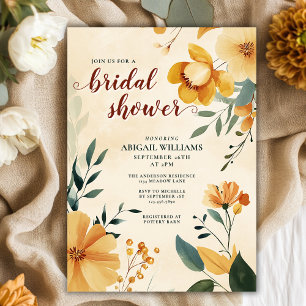 Butter Yellow and Green Floral Bridal Shower Invitation