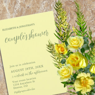 Butter Yellow and Sage Minimalist Couples Shower Invitation