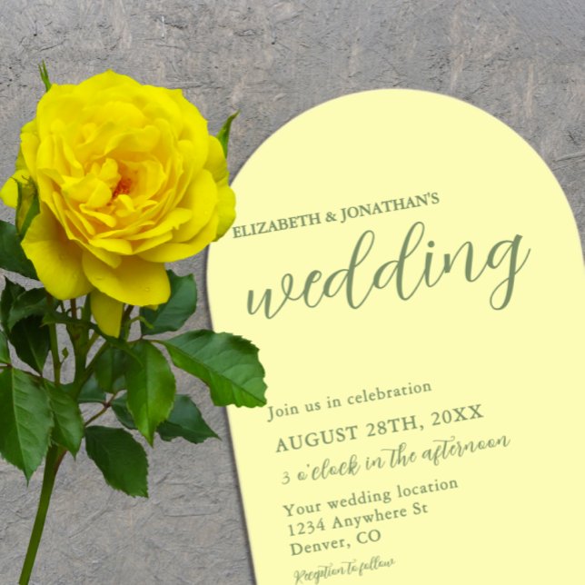 Butter Yellow and Sage Minimalist Wedding Acrylic Invitations (Creator Uploaded)