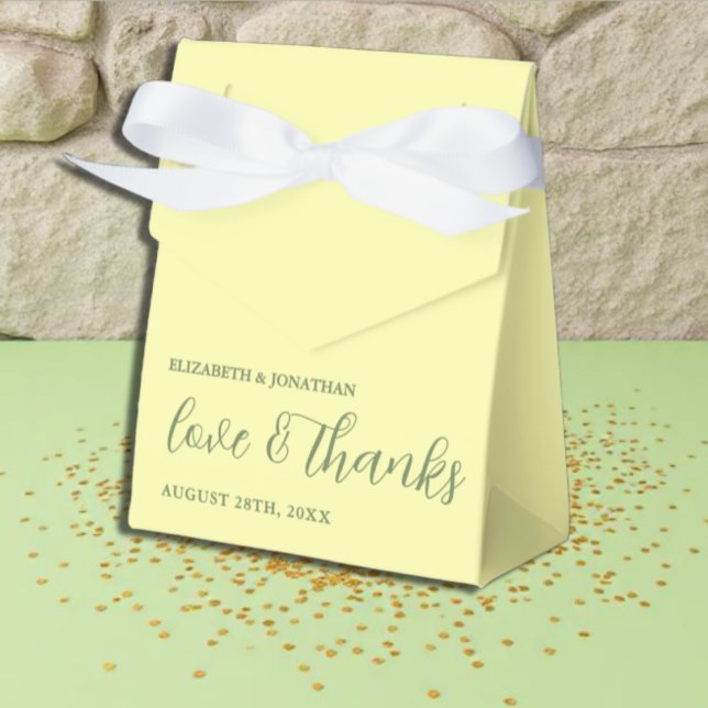 Butter Yellow and Sage Minimalist Wedding Favor Box (Creator Uploaded)
